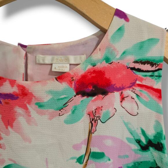 C&E Women’s Multicolor Floral Layered Blouse Large Polyester Spandex Blend - Picture 2 of 9